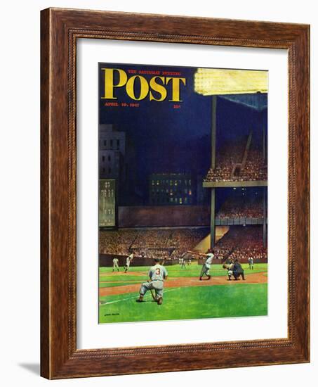 "Yankee Stadium," Saturday Evening Post Cover, April 19, 1947-John Falter-Framed Giclee Print