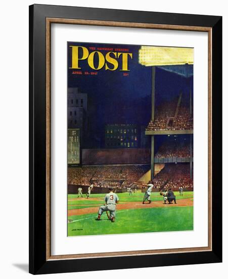 "Yankee Stadium," Saturday Evening Post Cover, April 19, 1947-John Falter-Framed Giclee Print