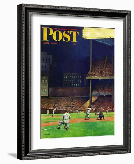 "Yankee Stadium," Saturday Evening Post Cover, April 19, 1947-John Falter-Framed Giclee Print