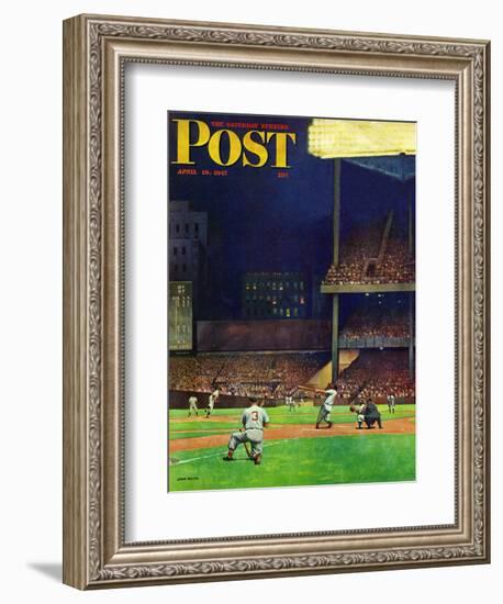 "Yankee Stadium," Saturday Evening Post Cover, April 19, 1947-John Falter-Framed Giclee Print