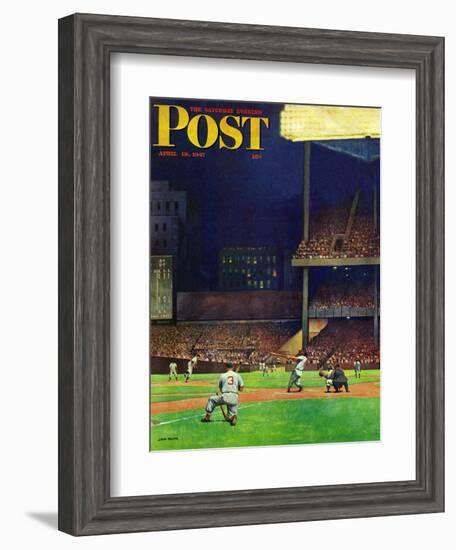 "Yankee Stadium," Saturday Evening Post Cover, April 19, 1947-John Falter-Framed Giclee Print