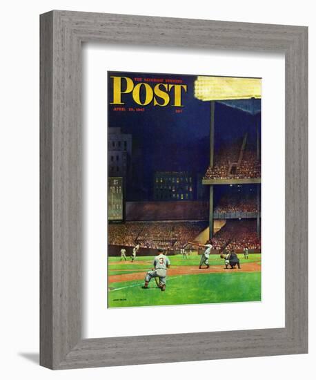 "Yankee Stadium," Saturday Evening Post Cover, April 19, 1947-John Falter-Framed Giclee Print