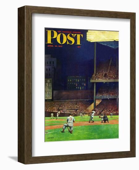 "Yankee Stadium," Saturday Evening Post Cover, April 19, 1947-John Falter-Framed Giclee Print