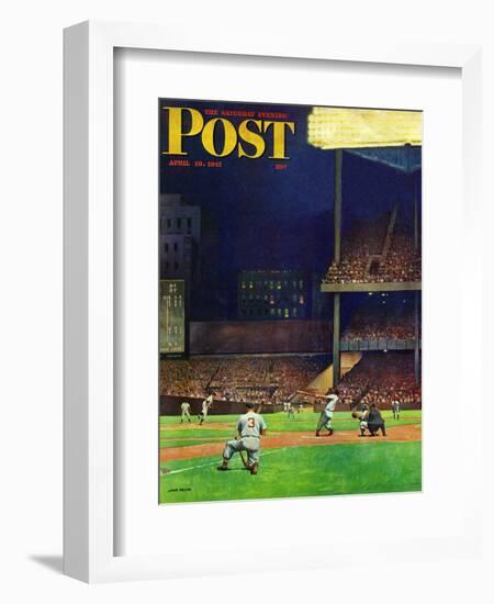 "Yankee Stadium," Saturday Evening Post Cover, April 19, 1947-John Falter-Framed Giclee Print