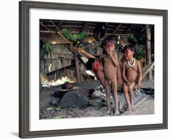 Yanomami Children, Brazil, South America-Robin Hanbury-tenison-Framed Photographic Print