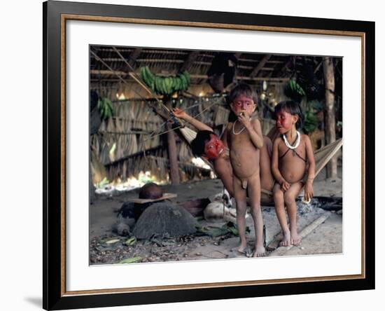 Yanomami Children, Brazil, South America-Robin Hanbury-tenison-Framed Photographic Print