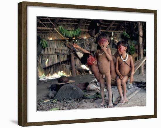 Yanomami Children, Brazil, South America-Robin Hanbury-tenison-Framed Photographic Print