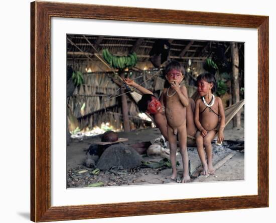 Yanomami Children, Brazil, South America-Robin Hanbury-tenison-Framed Photographic Print