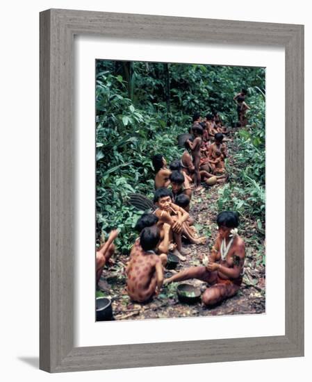 Yanomami on the Way to a Feast, Brazil, South America-Robin Hanbury-tenison-Framed Photographic Print