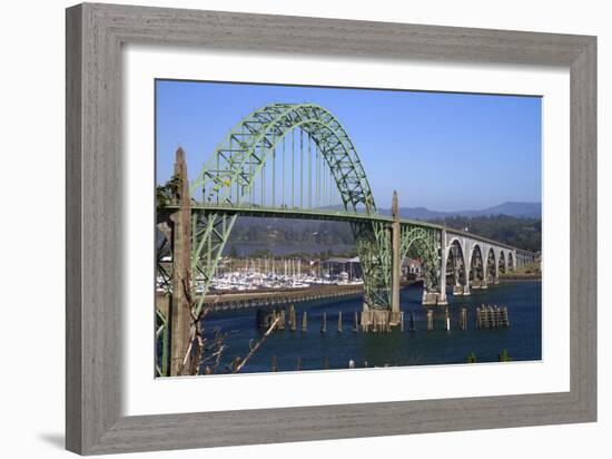 Yaquina Bay Bridge Spanning the Yaquina Bay at Newport, Oregon, USA-David R. Frazier-Framed Photographic Print