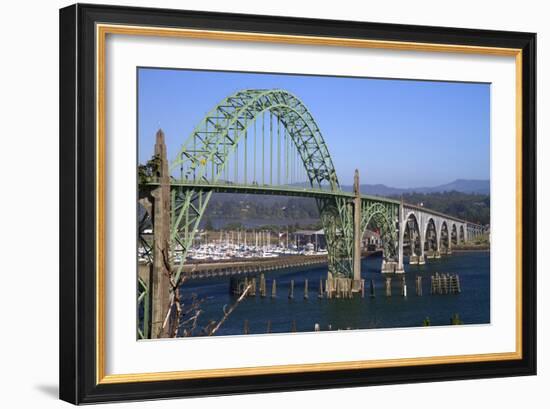 Yaquina Bay Bridge Spanning the Yaquina Bay at Newport, Oregon, USA-David R. Frazier-Framed Photographic Print