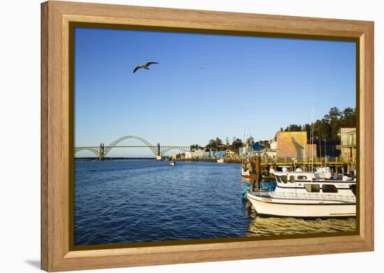 Yaquina Bay Harbor. Newport, OR-Justin Bailie-Framed Premier Image Canvas