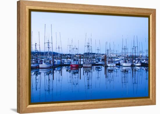 Yaquina Bay Harbor, Newport, OR-Justin Bailie-Framed Premier Image Canvas