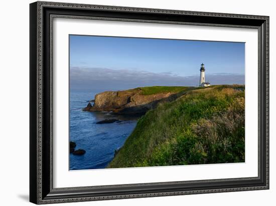 Yaquina Head Lighthouse, Newport, Oregon, USA-Rick A^ Brown-Framed Photographic Print