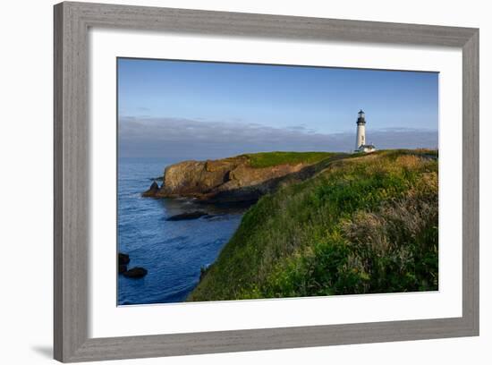 Yaquina Head Lighthouse, Newport, Oregon, USA-Rick A^ Brown-Framed Photographic Print