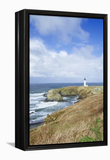 Yaquina Head Lighthouse, Oregon Coast-Justin Bailie-Framed Premier Image Canvas