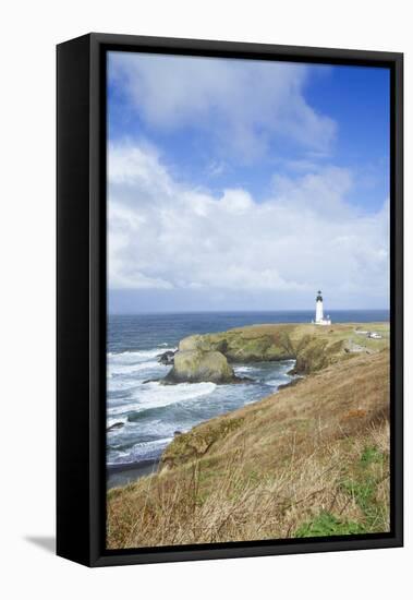 Yaquina Head Lighthouse, Oregon Coast-Justin Bailie-Framed Premier Image Canvas