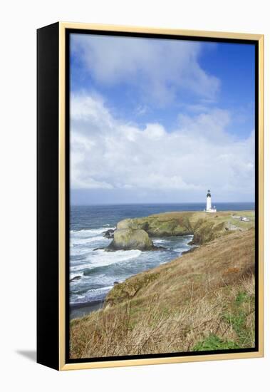 Yaquina Head Lighthouse, Oregon Coast-Justin Bailie-Framed Premier Image Canvas