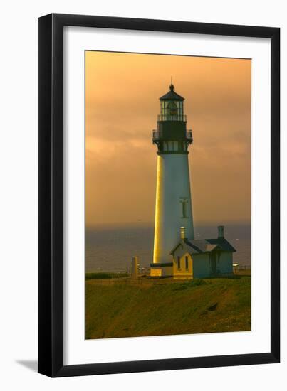 Yaquina Head Lighthouse-George Johnson-Framed Photo