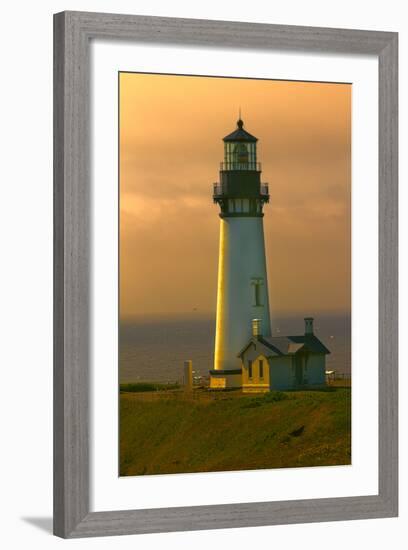 Yaquina Head Lighthouse-George Johnson-Framed Photo