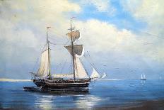 Oil Paintings Sea Landscape. Ships, Boats, Fisherman. Fine Art.-Yarikart-Framed Art Print