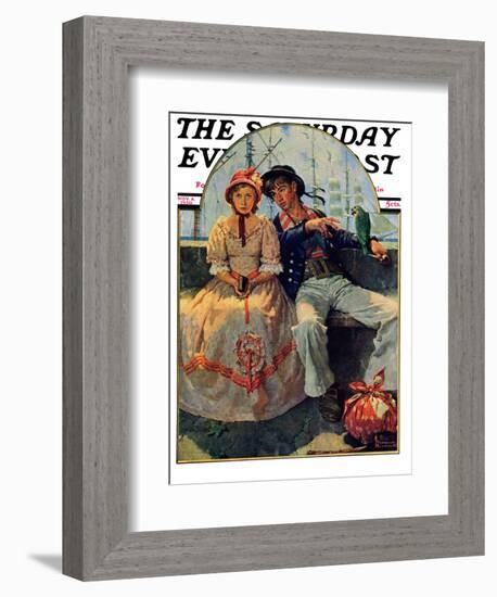 "Yarn Spinner" Saturday Evening Post Cover, November 8,1930-Norman Rockwell-Framed Giclee Print