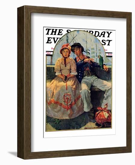 "Yarn Spinner" Saturday Evening Post Cover, November 8,1930-Norman Rockwell-Framed Giclee Print