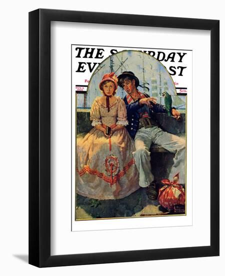 "Yarn Spinner" Saturday Evening Post Cover, November 8,1930-Norman Rockwell-Framed Giclee Print