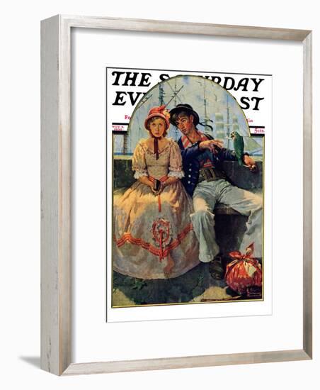 "Yarn Spinner" Saturday Evening Post Cover, November 8,1930-Norman Rockwell-Framed Giclee Print