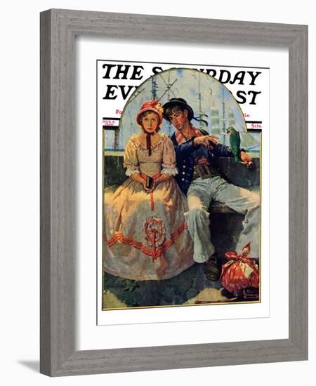 "Yarn Spinner" Saturday Evening Post Cover, November 8,1930-Norman Rockwell-Framed Giclee Print