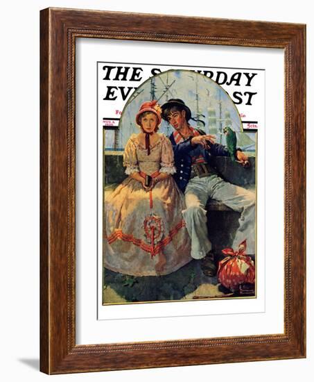 "Yarn Spinner" Saturday Evening Post Cover, November 8,1930-Norman Rockwell-Framed Giclee Print