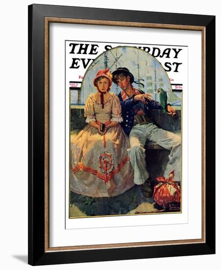 "Yarn Spinner" Saturday Evening Post Cover, November 8,1930-Norman Rockwell-Framed Giclee Print