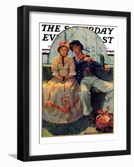 "Yarn Spinner" Saturday Evening Post Cover, November 8,1930-Norman Rockwell-Framed Giclee Print
