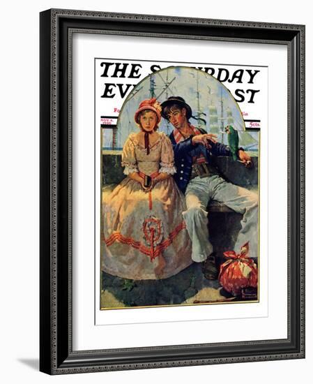 "Yarn Spinner" Saturday Evening Post Cover, November 8,1930-Norman Rockwell-Framed Giclee Print