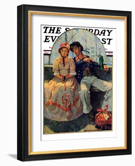 "Yarn Spinner" Saturday Evening Post Cover, November 8,1930-Norman Rockwell-Framed Giclee Print