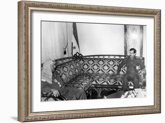 Yasser Arafat and Saddam Hussein, Iraq, 1987-null-Framed Giclee Print