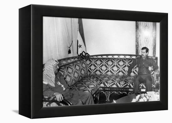 Yasser Arafat and Saddam Hussein, Iraq, 1987-null-Framed Premier Image Canvas