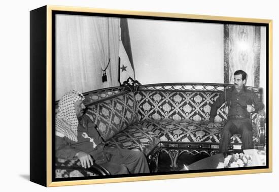 Yasser Arafat and Saddam Hussein, Iraq, 1987-null-Framed Premier Image Canvas