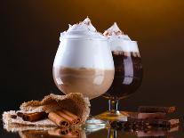 Glasses Of Coffee Cocktail On Brown Background-Yastremska-Photographic Print