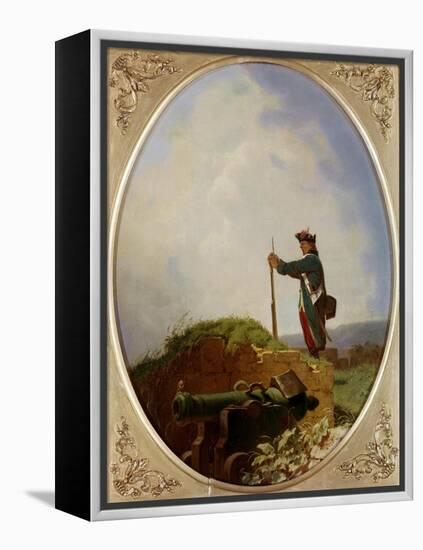 Yawning Sentinel. About 1850-Carl Spitzweg-Framed Premier Image Canvas