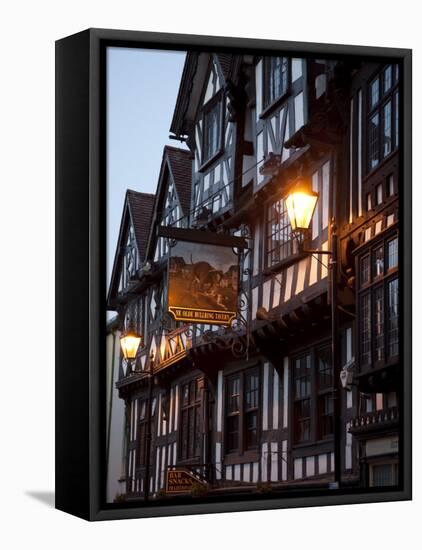 Ye Old Bullring Tavern Public House Dating from 14th Century, at Night, Ludlow, Shropshire, England-Nick Servian-Framed Premier Image Canvas