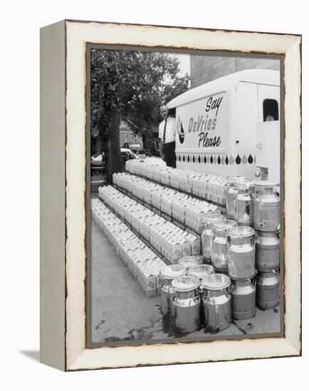 Year's Supply of Milk Donated by Dairy for the Fischer Quintuplets-null-Framed Premier Image Canvas
