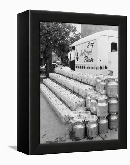 Year's Supply of Milk Donated by Dairy for the Fischer Quintuplets-null-Framed Premier Image Canvas