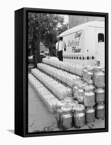 Year's Supply of Milk Donated by Dairy for the Fischer Quintuplets-null-Framed Premier Image Canvas