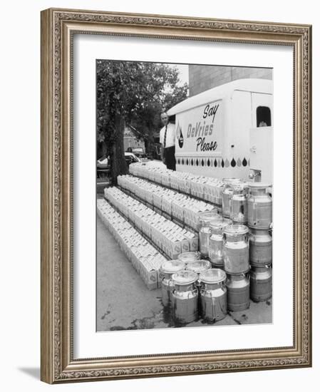 Year's Supply of Milk Donated by Dairy for the Fischer Quintuplets-null-Framed Photographic Print