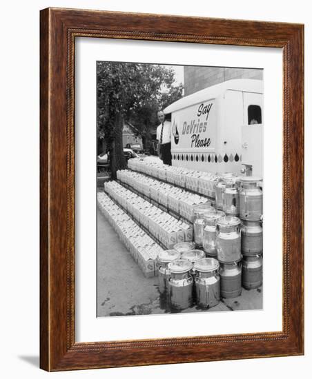 Year's Supply of Milk Donated by Dairy for the Fischer Quintuplets-null-Framed Photographic Print