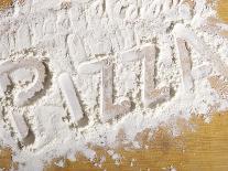 The Word 'PIZZA' Written in Flour-Yehia Asem El Alaily-Framed Premier Image Canvas