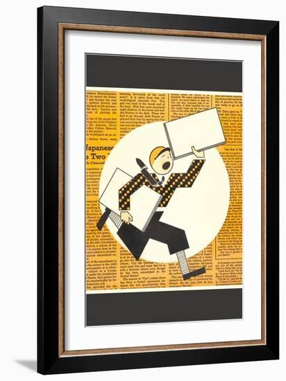 Yelling Newsboy-null-Framed Giclee Print