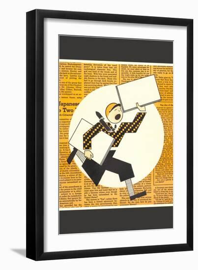 Yelling Newsboy-null-Framed Giclee Print