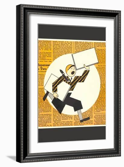 Yelling Newsboy-null-Framed Giclee Print